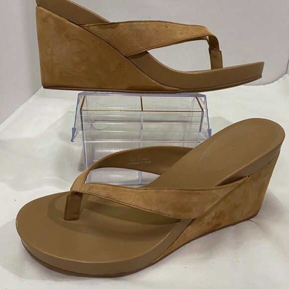 Jeffrey Campbell Liezel Platform Wedge Flip Flop Sandals Natural Suede 11 - Picture 13 of 13